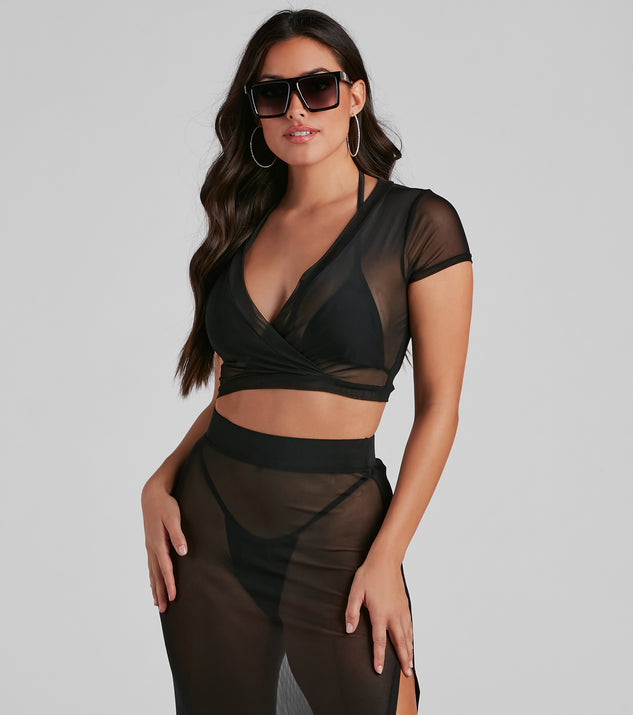 Dress up in Wrap Me In Glam Mesh Top as your going-out dress for holiday parties, an outfit for NYE, party dress for a girls’ night out, or a going-out outfit for any seasonal event!