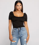 With fun and flirty details, Brushed Knit Corset Waist Top shows off your unique style for a trendy outfit for the summer season!