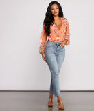 With fun and flirty details, Floral Rush Surplice Mesh Top shows off your unique style for a trendy outfit for the summer season!