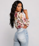 With fun and flirty details, Floral Rush Surplice Mesh Top shows off your unique style for a trendy outfit for the summer season!