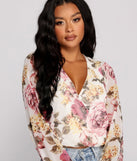 With fun and flirty details, Floral Rush Surplice Mesh Top shows off your unique style for a trendy outfit for the summer season!