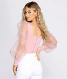 With fun and flirty details, Essential Organza Puff Sleeve Bodysuit shows off your unique style for a trendy outfit for the summer season!