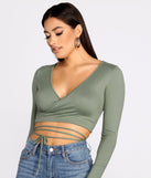 With fun and flirty details, Brushed Knit Wrap Front Crop Top shows off your unique style for a trendy outfit for the summer season!