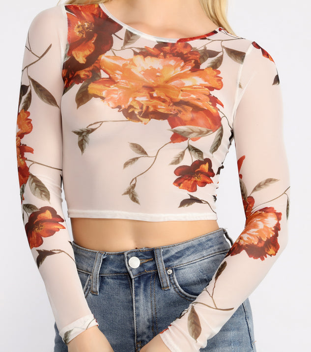 With fun and flirty details, Lookin' Fine In Floral Mesh Crop Top shows off your unique style for a trendy outfit for the summer season!
