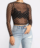 Dress up in Polka Dot Cutie Mesh Crop Top as your going-out dress for holiday parties, an outfit for NYE, party dress for a girls’ night out, or a going-out outfit for any seasonal event!