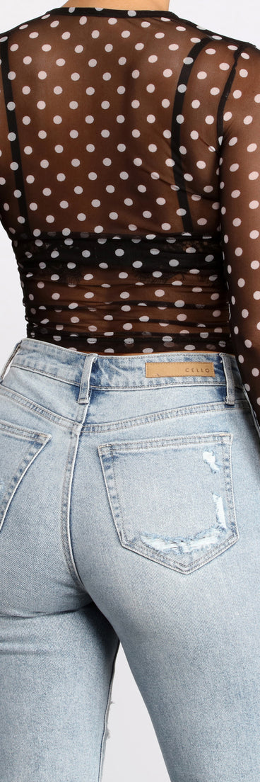 With fun and flirty details, Polka Dot Cutie Mesh Crop Top shows off your unique style for a trendy outfit for the summer season!