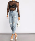 With fun and flirty details, Polka Dot Cutie Mesh Crop Top shows off your unique style for a trendy outfit for the summer season!