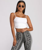 With fun and flirty details, Tie Strap Ruched Crop Tank Top shows off your unique style for a trendy outfit for the summer season!
