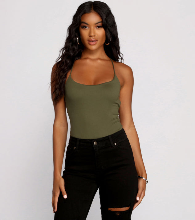 With fun and flirty details, X Marks the Spot Open Back Bodysuit shows off your unique style for a trendy outfit for the summer season!
