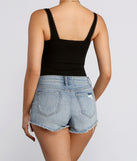Ribbed Scallop Trim Black Bodysuit Back Top