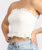With fun and flirty details, Sassy Smocked Ruffle Detail Crop Top shows off your unique style for a trendy outfit for the summer season!