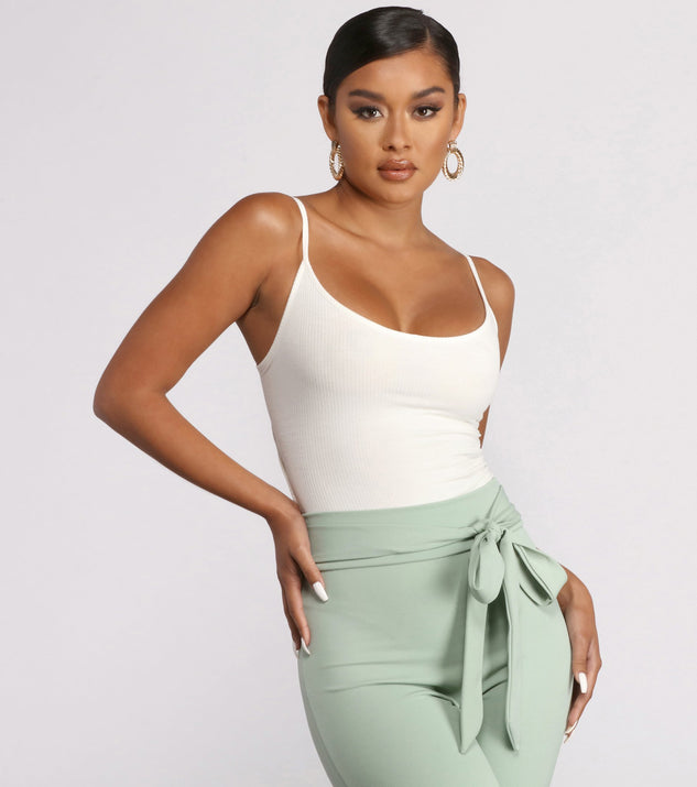 With fun and flirty details, Basic Sleeveless Strappy Back Ribbed Knit Bodysuit shows off your unique style for a trendy outfit for the summer season!
