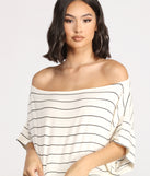 With fun and flirty details, Sweet Stripes Dolman Sleeve Crop Top shows off your unique style for a trendy outfit for the summer season!