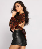 Dress up in Fall Feels Burnout Knit Crop Top as your going-out dress for holiday parties, an outfit for NYE, party dress for a girls’ night out, or a going-out outfit for any seasonal event!
