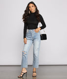 With fun and flirty details, Chic Cropped Ribbed Mock Neck Top shows off your unique style for a trendy outfit for the summer season!