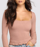 With fun and flirty details, Ribbed And Smocked Square Neck Crop Top shows off your unique style for a trendy outfit for the summer season!