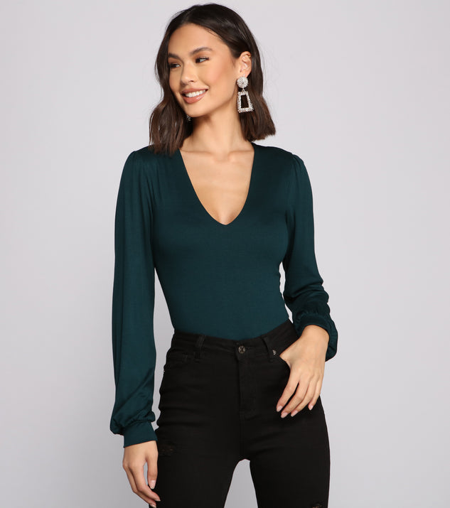 With fun and flirty details, Bishop Sleeve V Neck Bodysuit shows off your unique style for a trendy outfit for the summer season!