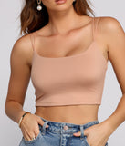 Double Strap Basic Beige Crop Top