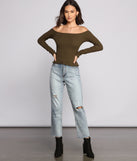 With fun and flirty details, Off The Shoulder Long Sleeve Ribbed Knit Top shows off your unique style for a trendy outfit for the summer season!