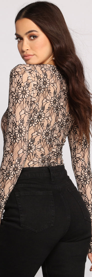 With fun and flirty details, Two Tone Floral Lace Bodysuit shows off your unique style for a trendy outfit for the summer season!