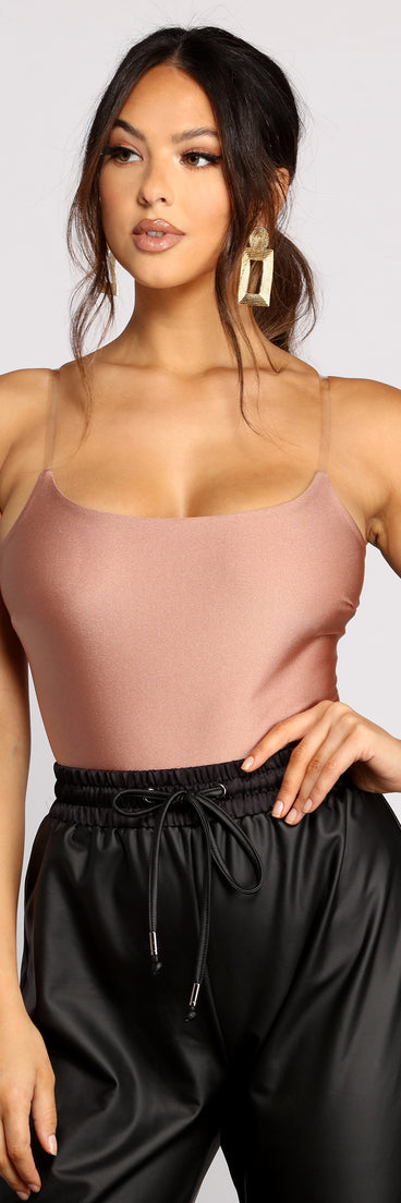 With fun and flirty details, Sleek Satin Clear Strap Bodysuit shows off your unique style for a trendy outfit for the summer season!