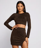 Glow Up Glitter Crop Top creates the perfect New Year’s Eve Outfit or new years dress with stylish details in the latest trends to ring in 2023!