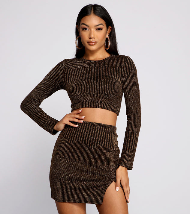 Glow Up Glitter Crop Top creates the perfect New Year’s Eve Outfit or new years dress with stylish details in the latest trends to ring in 2023!
