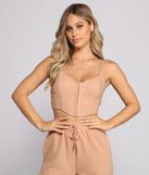 With fun and flirty details, Casually Slay Bustier Crop Top shows off your unique style for a trendy outfit for the summer season!