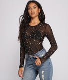 Glam Goals Mesh Rhinestone and Pearl Bodysuit helps create the best bachelorette party outfit or the bride's sultry bachelorette dress for a look that slays!