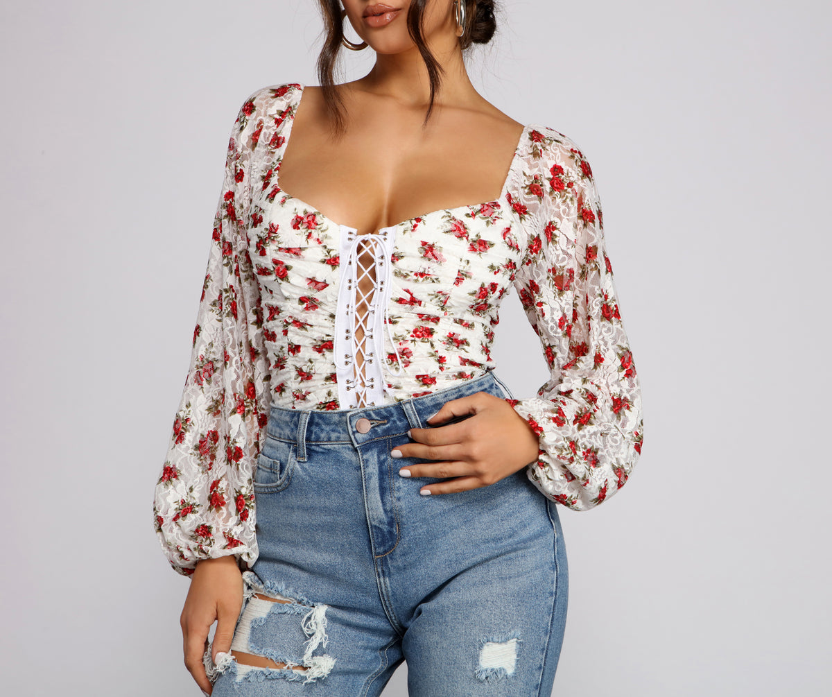 Lace and Love Floral Bodysuit & Windsor