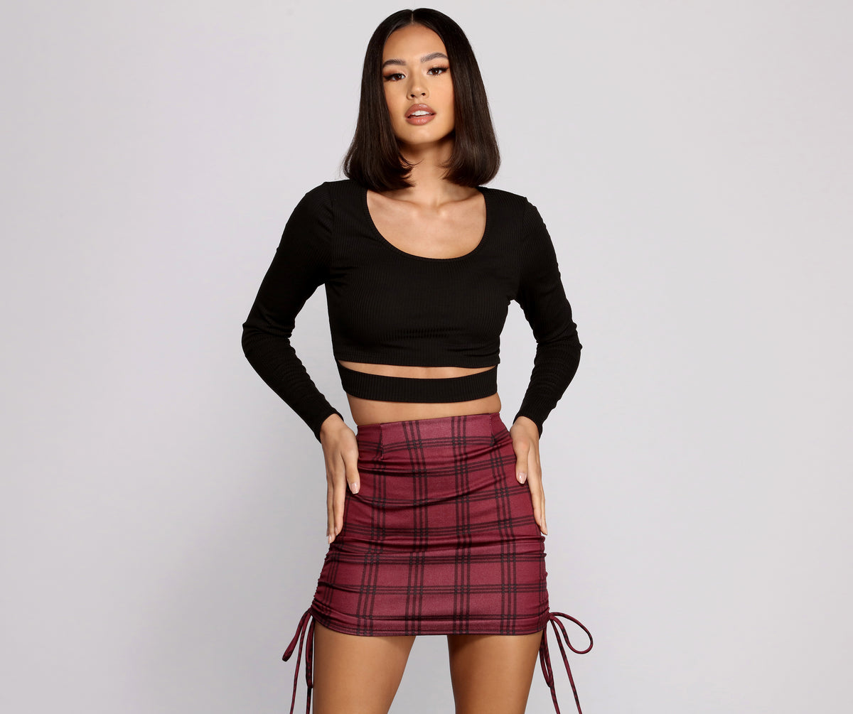 What's The Scoop Ribbed Knit Crop Top & Windsor