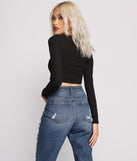 With fun and flirty details, Ruched Ribbed Knit Crop Top shows off your unique style for a trendy outfit for the summer season!