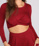 With fun and flirty details, Trendy Twist Knit Crop Top shows off your unique style for a trendy outfit for the summer season!