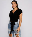 Dress up in Light Up The Night Glitter Lurex Tie Waist Top as your going-out dress for holiday parties, an outfit for NYE, party dress for a girls’ night out, or a going-out outfit for any seasonal event!