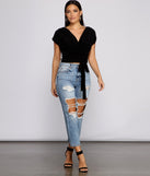 With fun and flirty details, Light Up The Night Glitter Lurex Tie Waist Top shows off your unique style for a trendy outfit for the summer season!