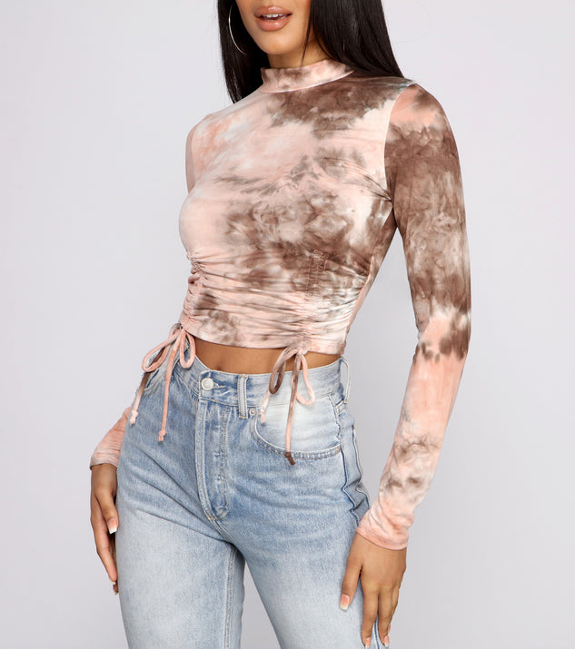 The trendy So Retro Ruched Tie Dye Crop Top is the perfect pick to create a holiday outfit, new years attire, cocktail outfit, or party look for any seasonal event!