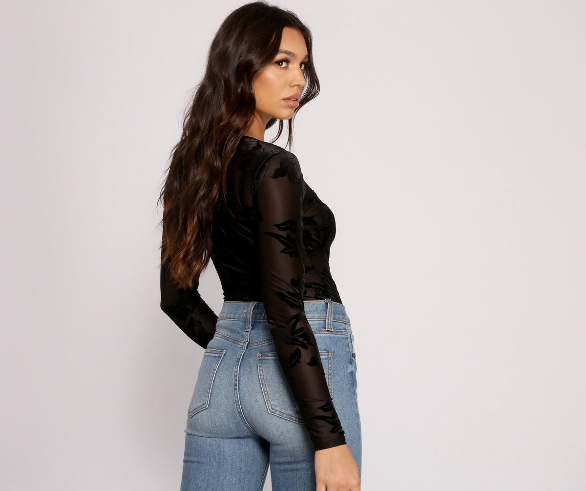 Underwired Floral Patterns Mesh Bodysuit