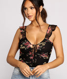 With fun and flirty details, Floral Mesh and Ruffled Lace Bodysuit shows off your unique style for a trendy outfit for the summer season!