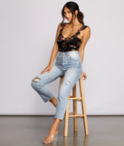 With fun and flirty details, Floral Mesh and Ruffled Lace Bodysuit shows off your unique style for a trendy outfit for the summer season!