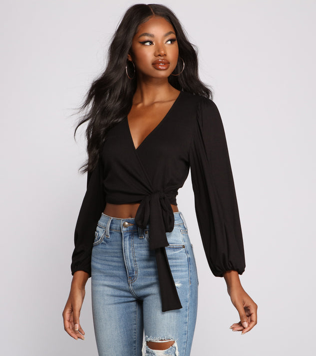 Effortless Chic Wrap Front Crop Top Windsor