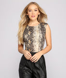 Dress up in Brushed Knit Snake Print Bodysuit as your going-out dress for holiday parties, an outfit for NYE, party dress for a girls’ night out, or a going-out outfit for any seasonal event!