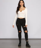 With fun and flirty details, Must-Have Ribbed Knit Crop Top shows off your unique style for a trendy outfit for the summer season!