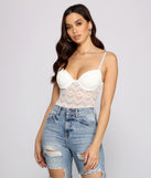 Graced In Lace Bustier Bodysuit helps create the best bachelorette party outfit or the bride's sultry bachelorette dress for a look that slays!