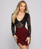 Frilly and Flirty Lace Bodysuit helps create the best bachelorette party outfit or the bride's sultry bachelorette dress for a look that slays!