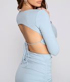With fun and flirty details, Open Back Ribbed Knit Crop Top shows off your unique style for a trendy outfit for the summer season!
