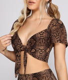 Charming And Chic Snake Print Crop Top is a trendy pick to create 2023 festival outfits, festival dresses, outfits for concerts or raves, and complete your best party outfits!