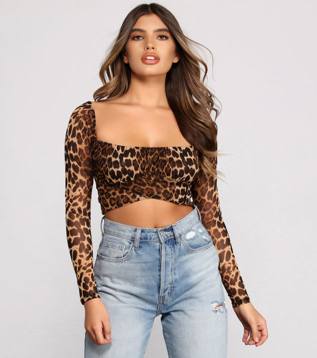 Dress up in Leopard Print Tie Back Crop Top as your going-out dress for holiday parties, an outfit for NYE, party dress for a girls’ night out, or a going-out outfit for any seasonal event!