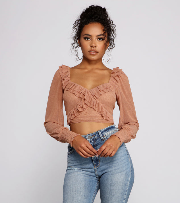 With fun and flirty details, Flirty Flair Ruffle Detail Crop Top shows off your unique style for a trendy outfit for the summer season!