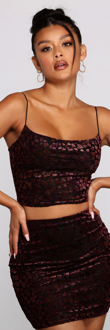 Dress up in Heart Of Glam Cowl Neck Crop Top as your going-out dress for holiday parties, an outfit for NYE, party dress for a girls’ night out, or a going-out outfit for any seasonal event!