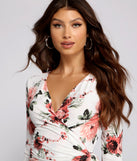 With fun and flirty details, Fresh In Floral Wrap-Front Top shows off your unique style for a trendy outfit for the summer season!